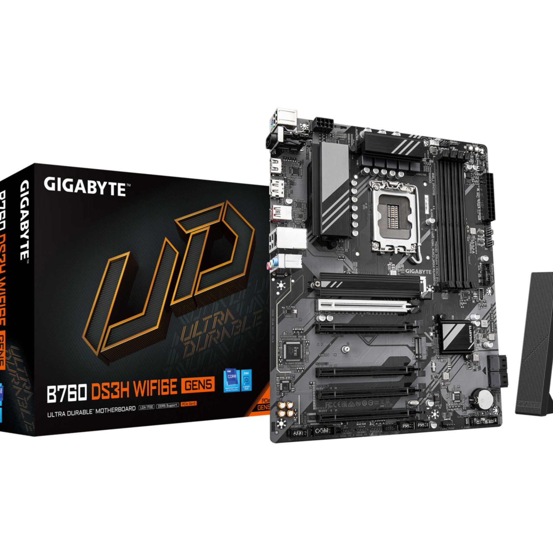 Gigabyte B760 DS3H WIFI6E GEN5 Mainboard – Unterstützt Intel Core Prozessoren d Mainboard, Wi-Fi 6E (802.11ax)