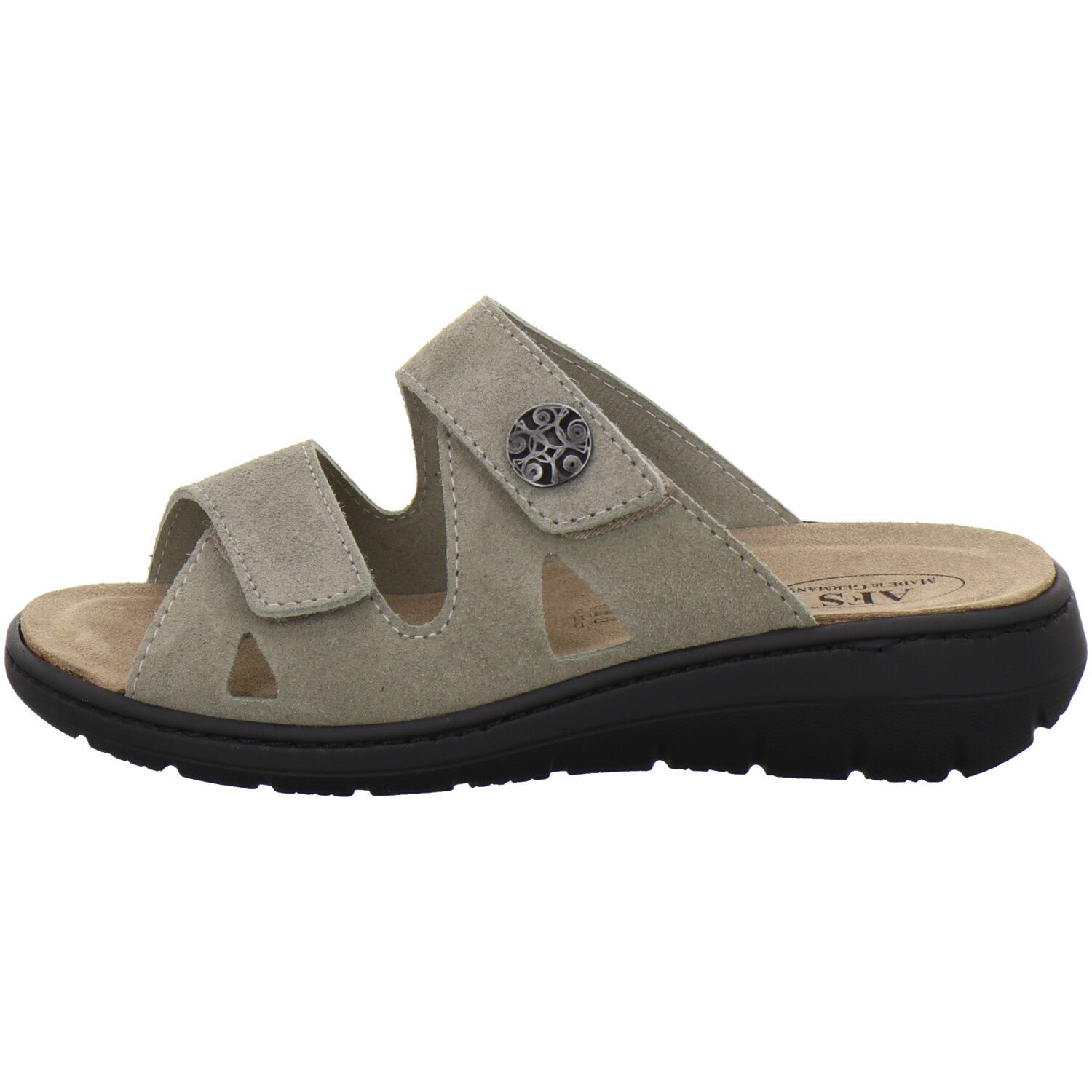 AFS-Schuhe 280886 Wechselfußbett Pantolette für Damen mit Keilabsatz, bequeme Sandalen aus Leder