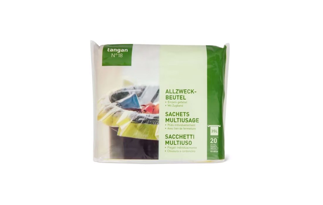 Migros Müllbeutel Allzweckbeutel mit Zugband Einzeln gefaltet 35L