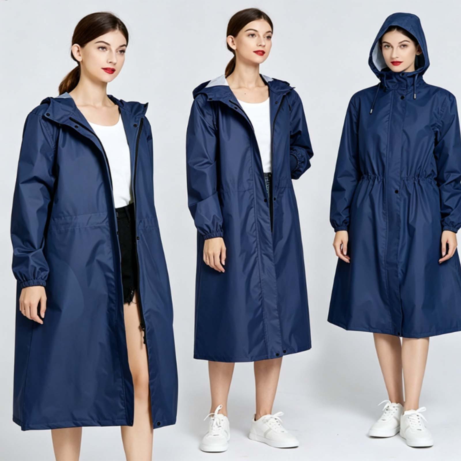 MOPUEA Regenjacke Lange Regenjacke Wasserdicht Winddicht Leicht Faltbar Outdoor Jacke (Regenjacke für Alltag, Reisen und wechselhaftes Wetter, Leicht faltbar, spart Platz im Rucksack oder Koffer) Wasserdicht, winddicht, leicht und pflegeleicht