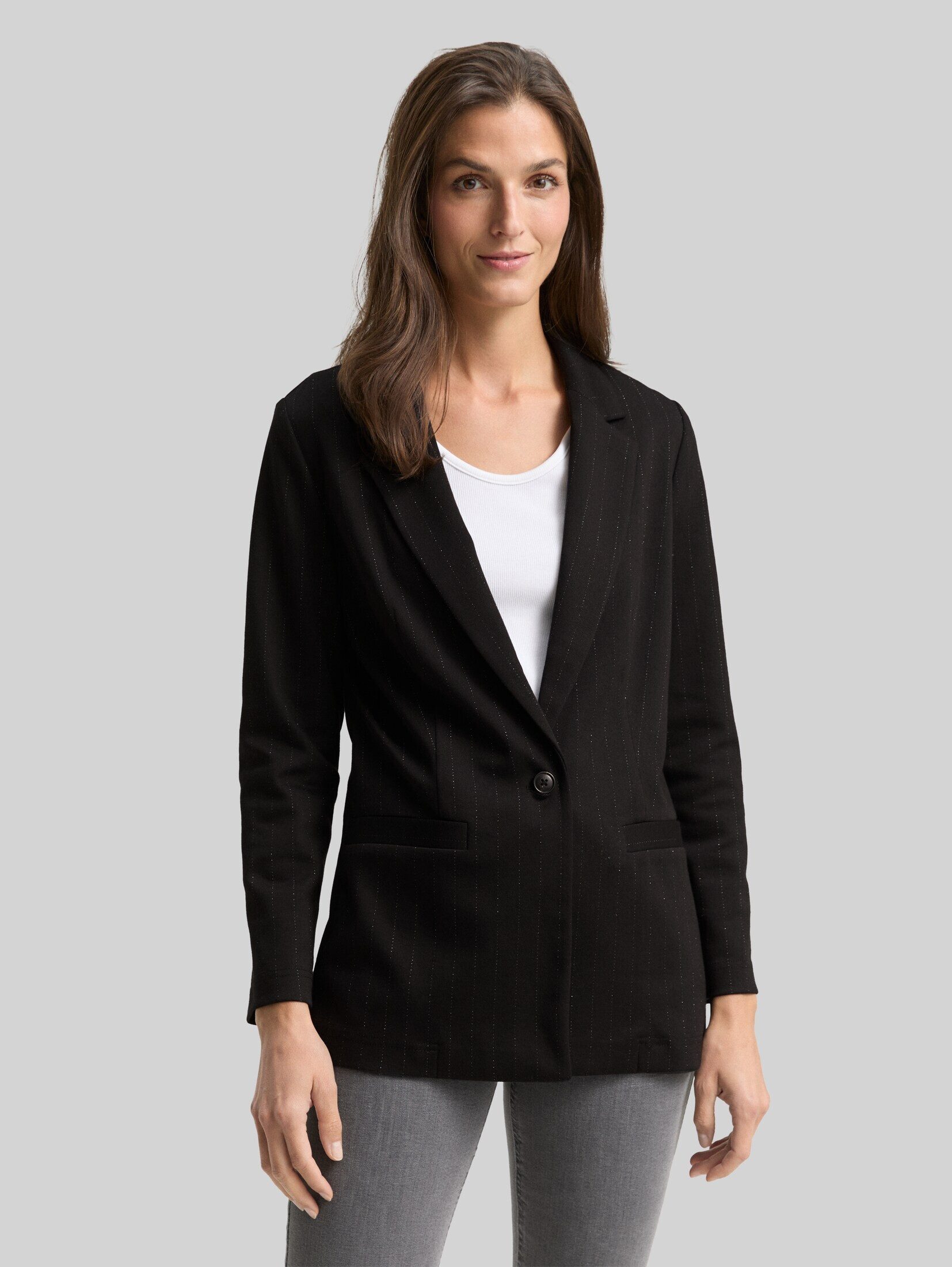 TOM TAILOR Jackenblazer Blazer Loose Fit Blazer mit Glitzer-Effekt