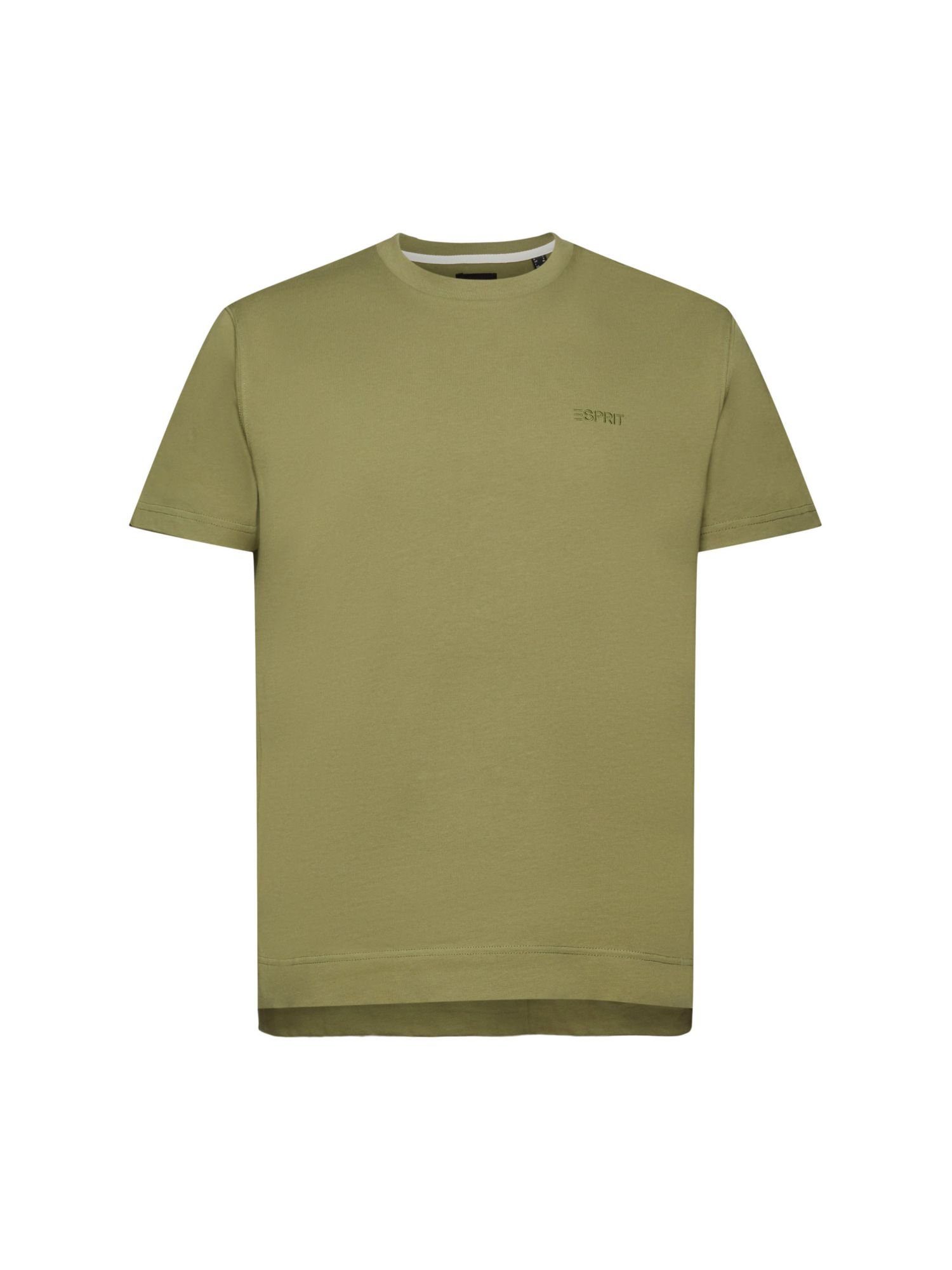 Esprit T-Shirt T-Shirt mit Logostickerei (1-tlg) OLIVE