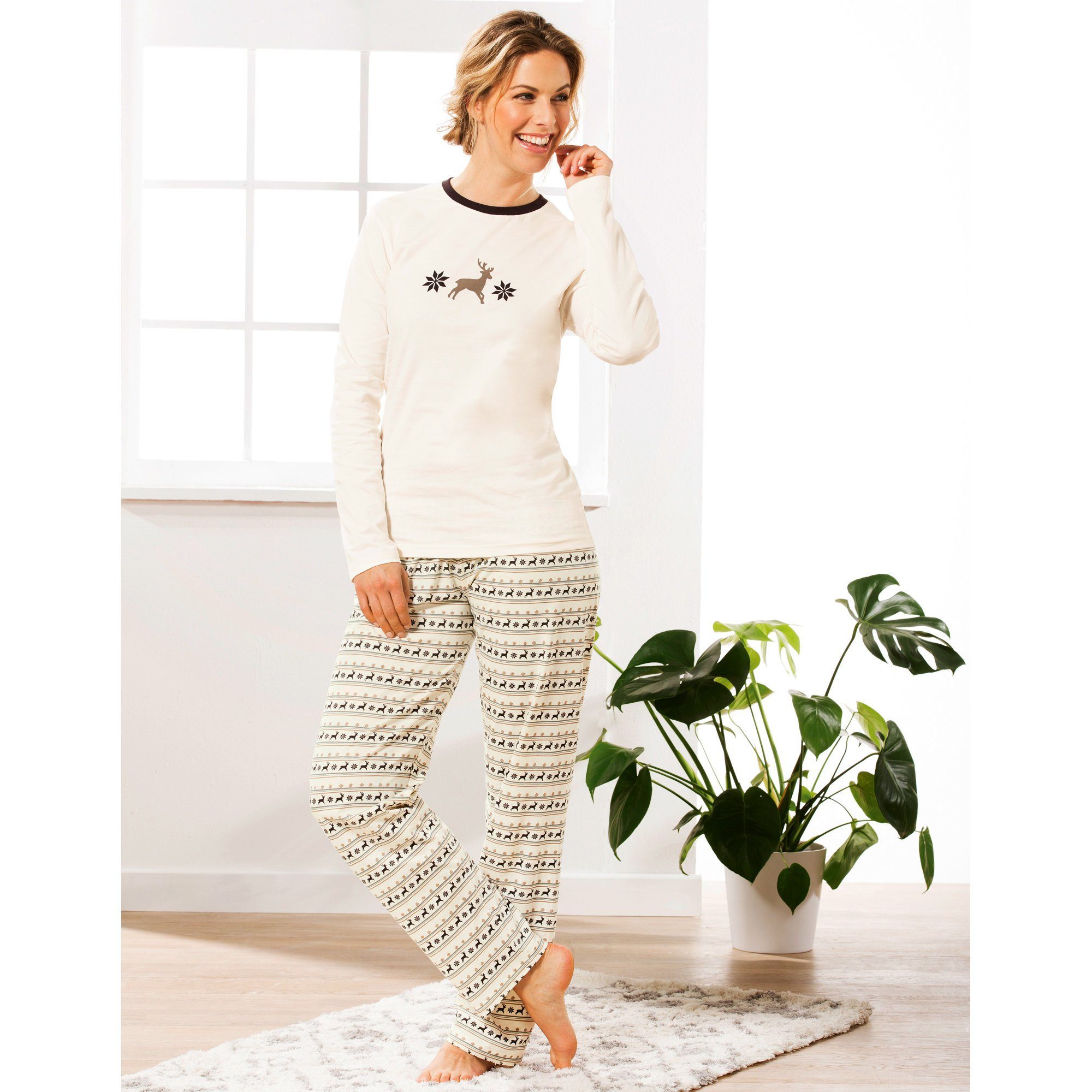 REDBEST Pyjama Damen-Schlafanzug Single-Jersey gemustert