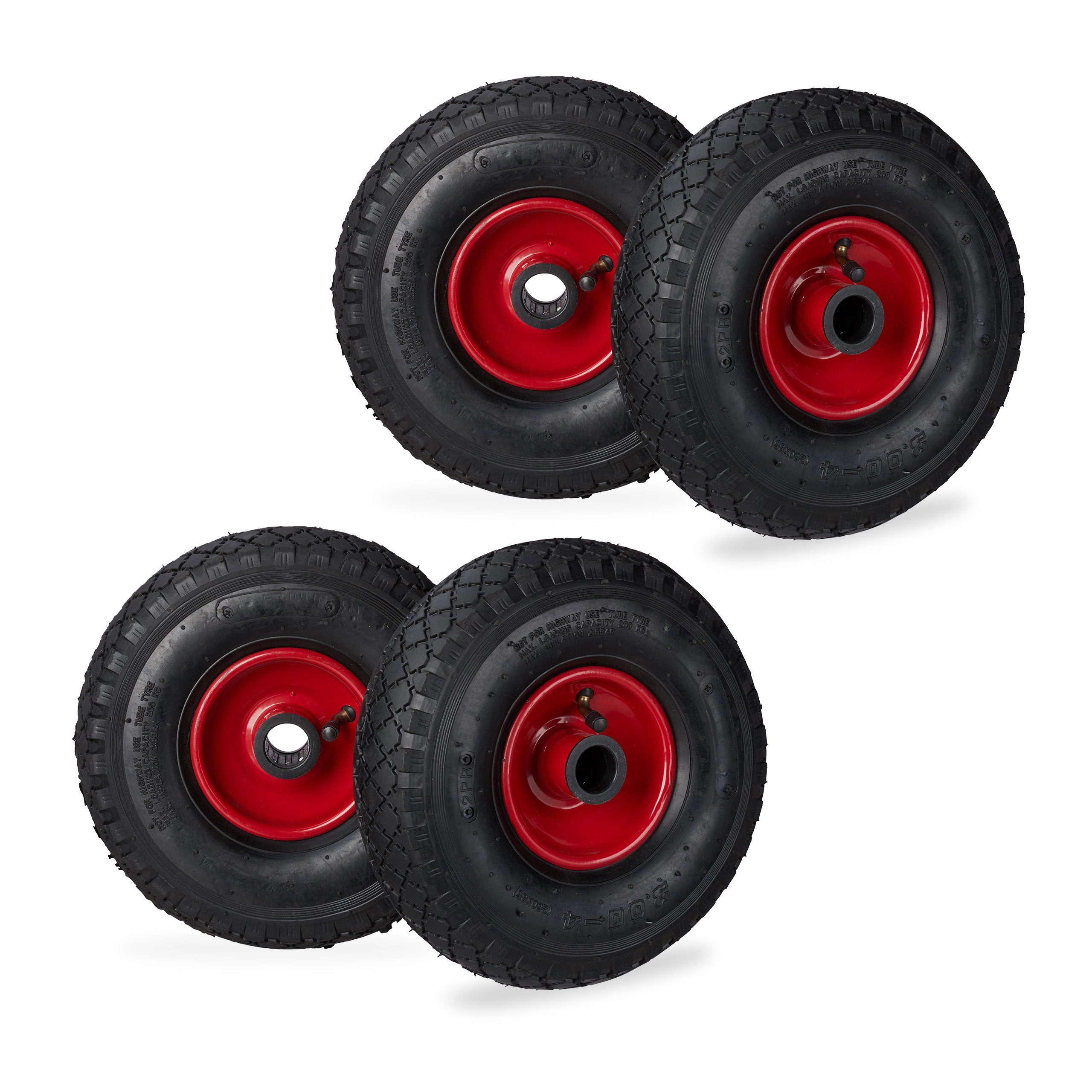 Sackkarren-Rad 4 x Sackkarrenrad 3.00-4 schwarz-rot