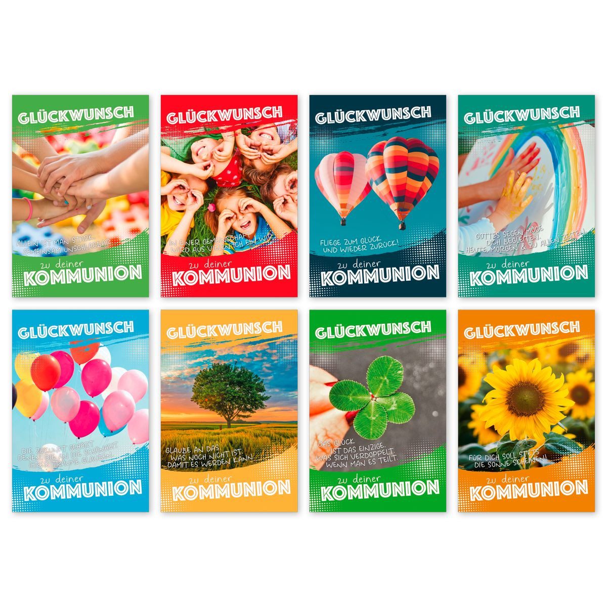 Skorpion Glückwunschkarte Glückwunschkarten Kommunion 100 Stück 8 Motive