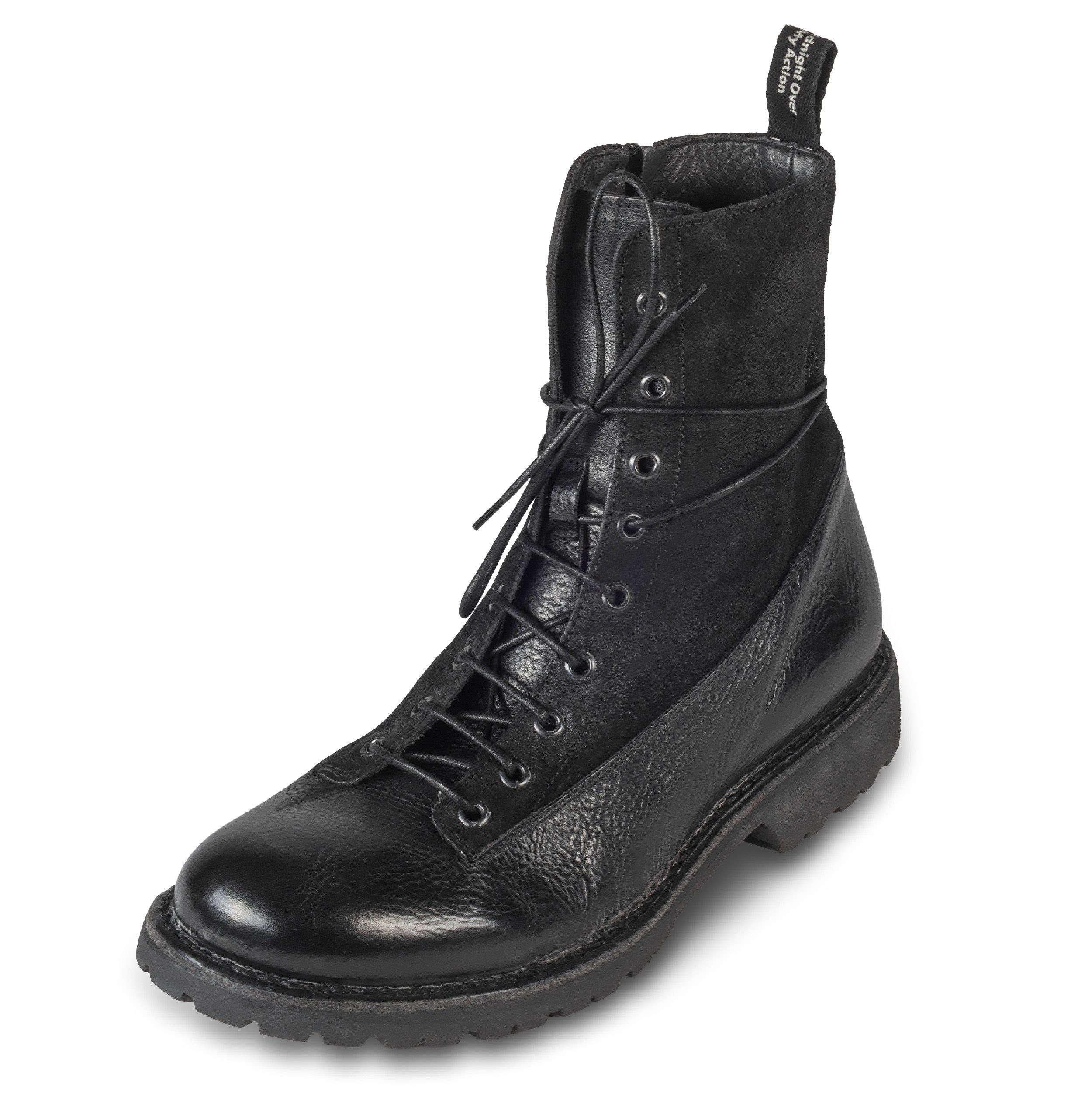 MOMA Herren Schnürstiefel schwarz, Glattleder & Wildleder, Reißverschluß Сапоги Handgefertigt in Italien