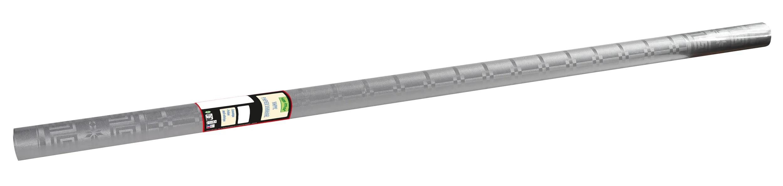 PROnappe Tischband 12x Papiertischdecke Rolle Damastprägung - 6x1,18m - Silber RD260652I