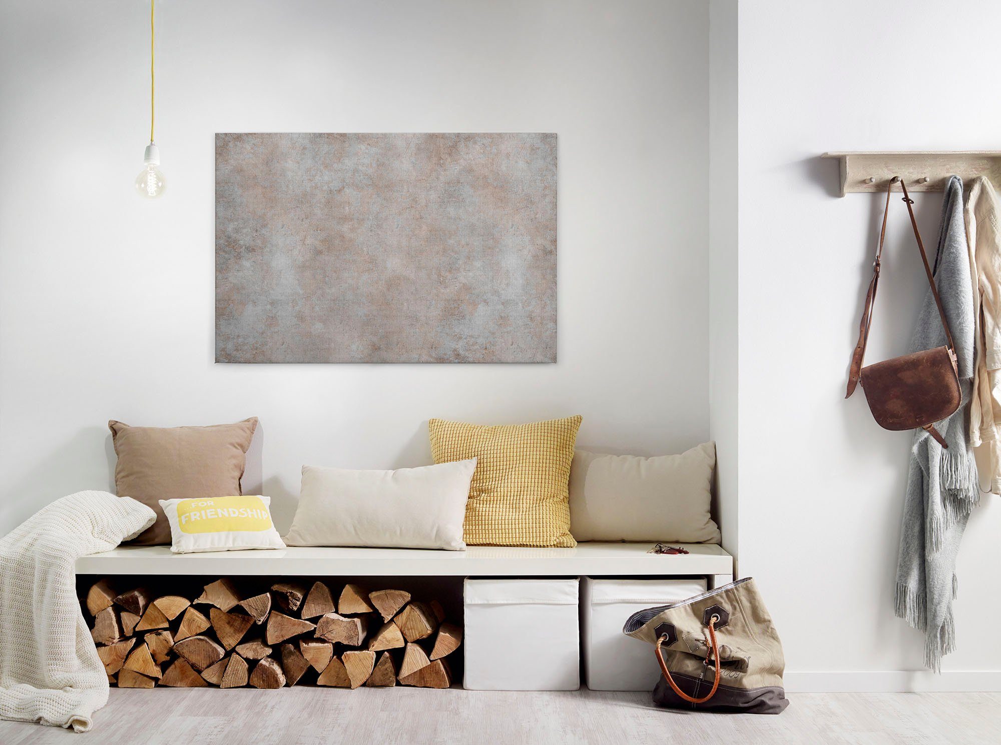 A.S. Création Leinwandbild big three 4, Kinder, Kunst, Modern (1 St), Keilrahmen Bild Betonoptik Leinwand-Bild Wohnzimmer modern Wandbild