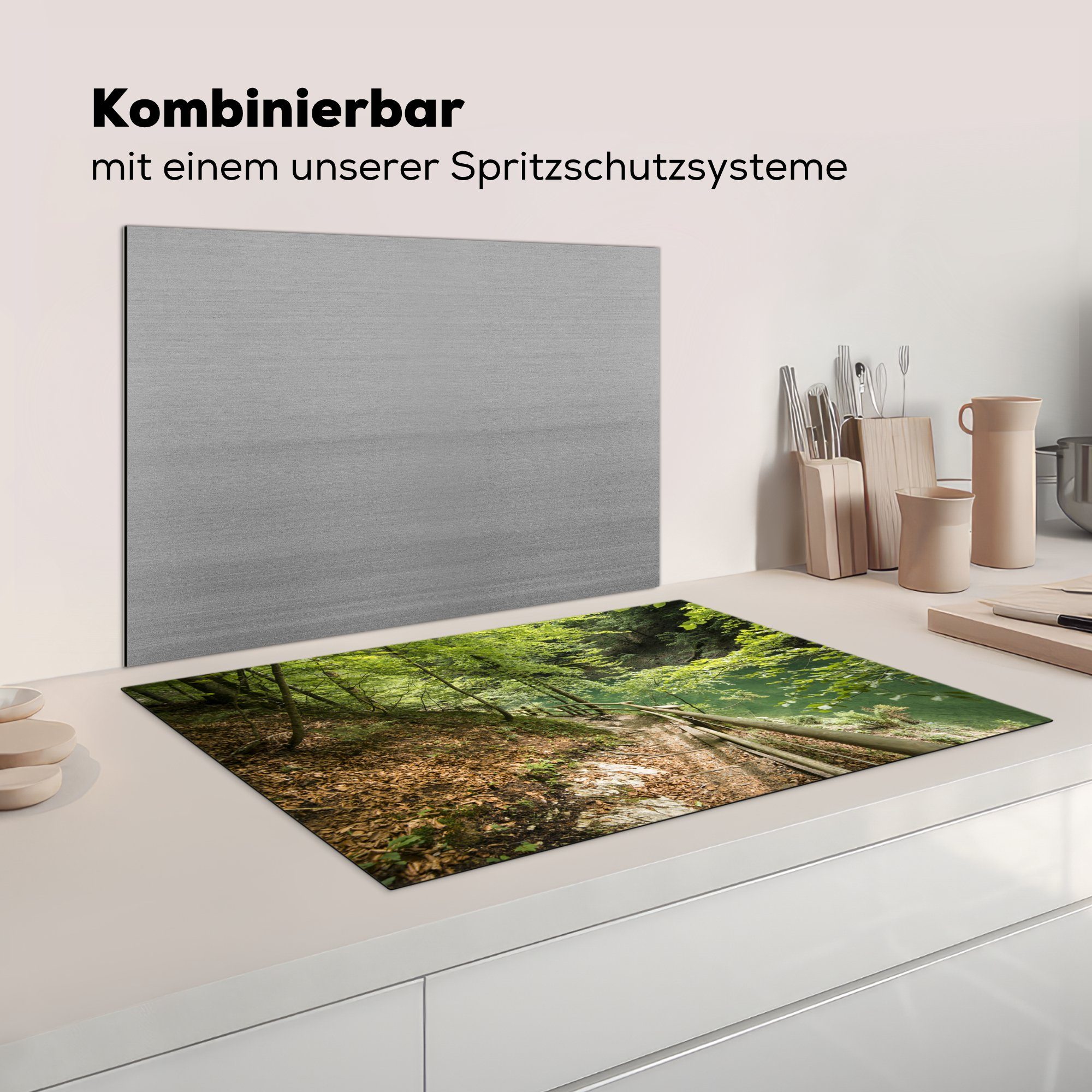 Wasser Herdblende-/Abdeckplatte Wald Induktionskochfeld - Vinyl, cm, Schutz Österreich, (1 MuchoWow tlg), die - 81x52 für küche, Ceranfeldabdeckung