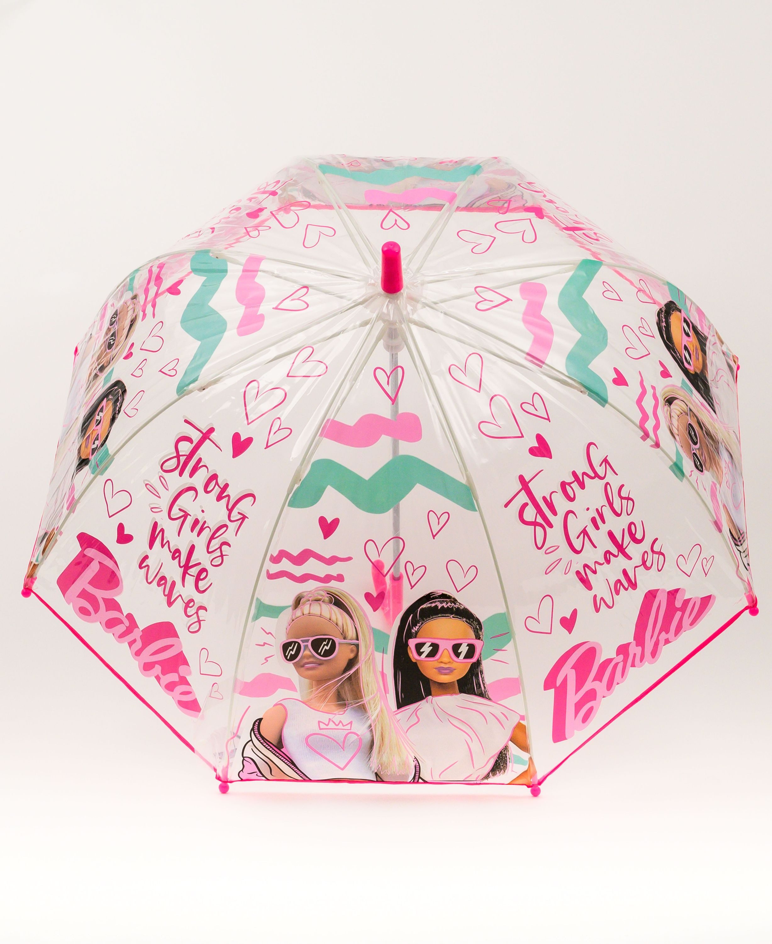 Barbie Stockregenschirm Strong Girls make Waves, Mädchen Regenschirm Kuppelschirm Ø 70, L.: 68 cm