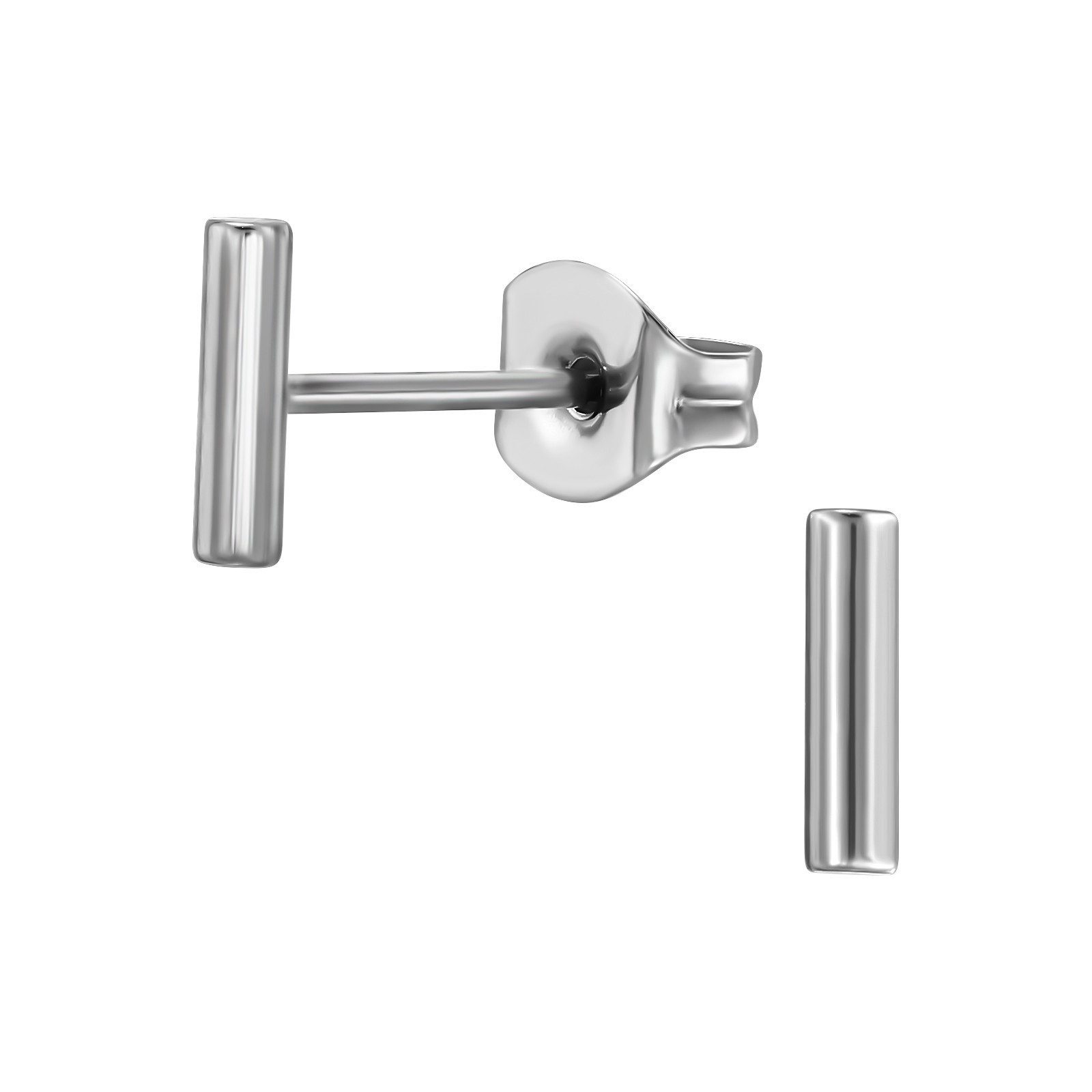 BUNGSA Ohrring-Set Ohrstecker Stab aus Titan silber Unisex (1 Paar (2 Stück), 2-tlg), Ohrschmuck Ohrringe