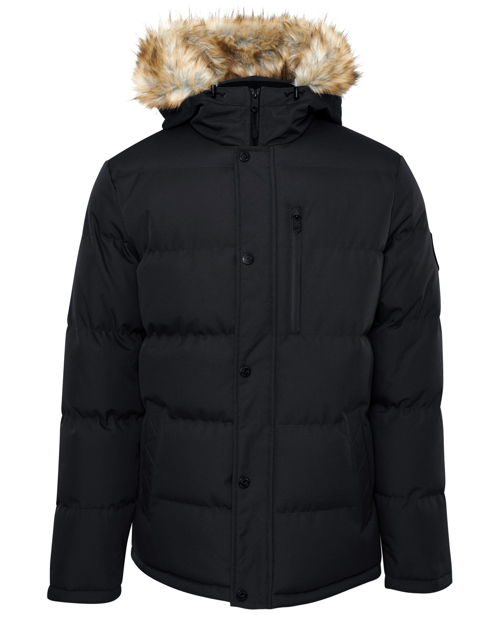Threadbare Winterjacke Global Standard Black- zertifiziert Jacket (GRS) Padded Arnwood THB Recycled schwarz