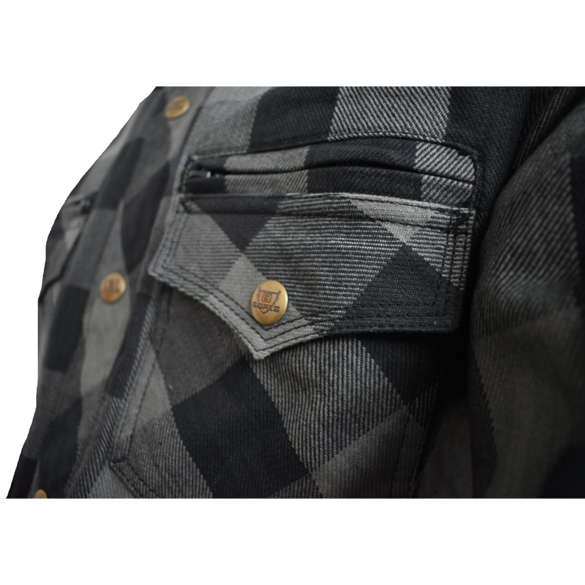 grau Motorradjacke / Jacken-Hemd Bores Lumberjack Herren Bores schwarz