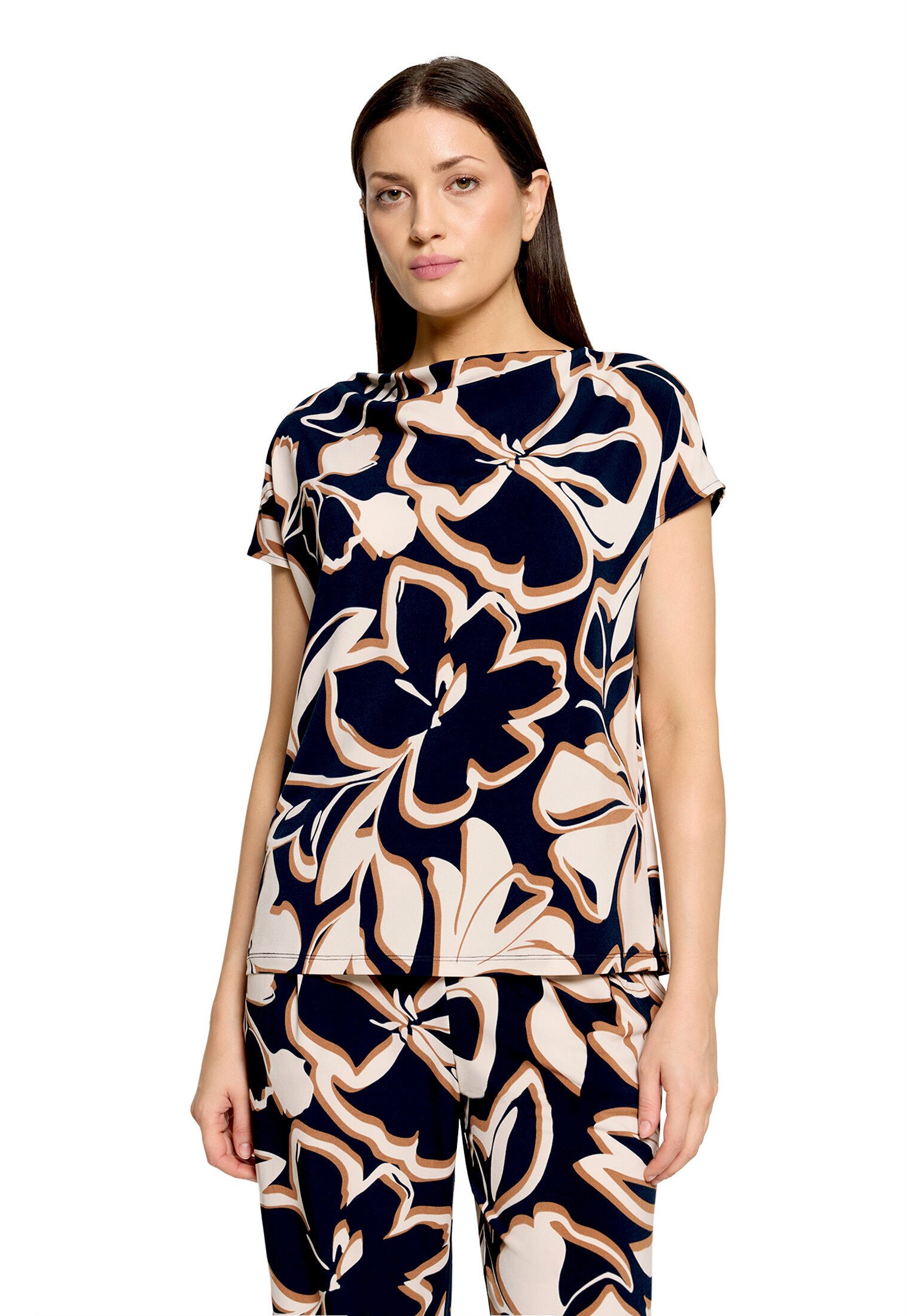Betty Barclay Kurzarmshirt Damen mit Wasserfallausschnitt (1-tlg)