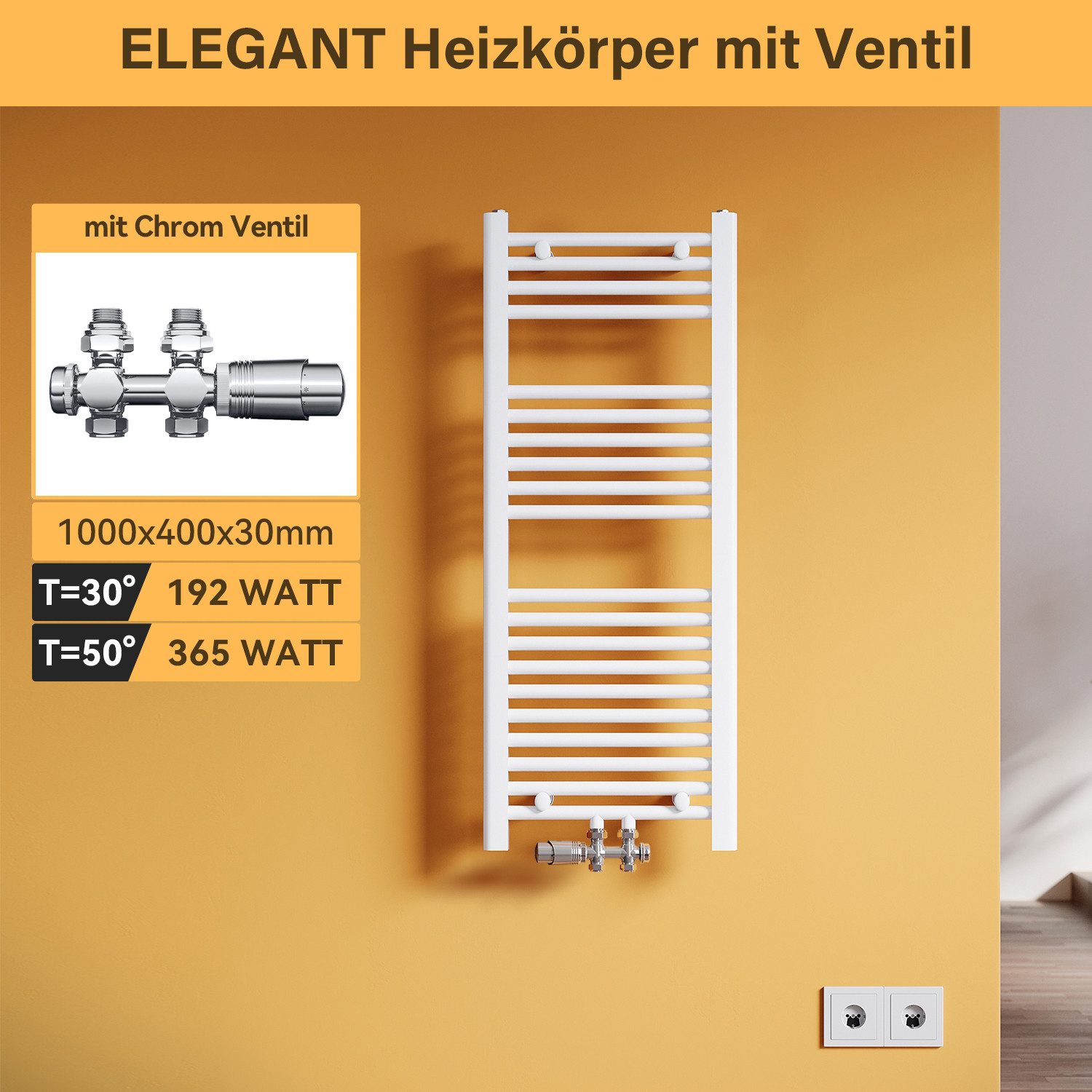 SONNI Badheizkörper Handtuchtrockner Handtuchwärmer Mittelanschluss, Weiß, günstig online kaufen