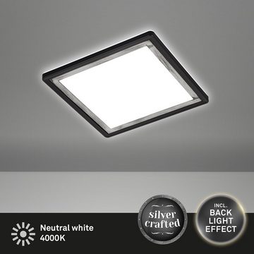 Briloner Leuchten LED Panel 7457-414, LED fest verbaut, Neutralweiß, Silver Crafted, Backlighteffekt, ultraflach, schwarz, 29,3 cm