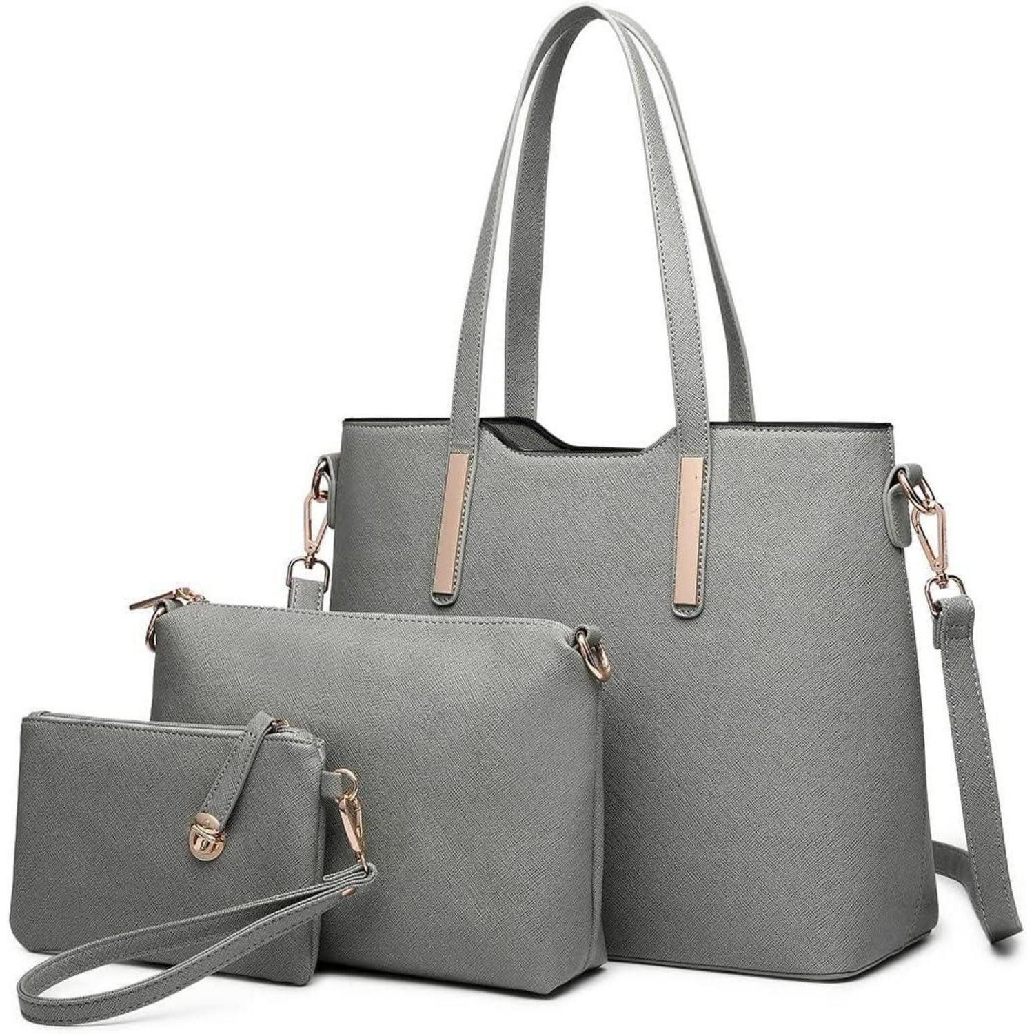 Handtasche Damen Handtasche Henkeltasche Schultertasche Set 3-teilig in Schwarz