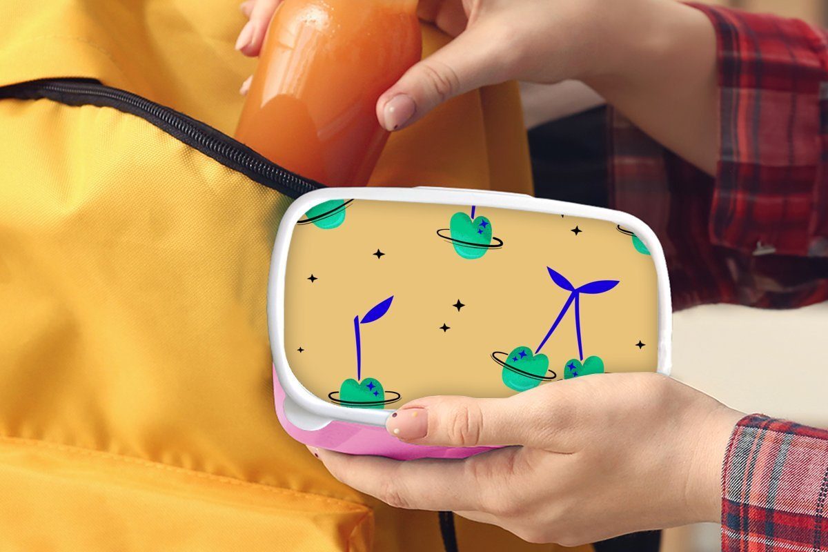 Kunststoff Lunchbox Brotbox MuchoWow Kinder - für Brotdose Snackbox, rosa Weltraum, Kunststoff, Kinder, - Erwachsene, Sterne (2-tlg), Mädchen,