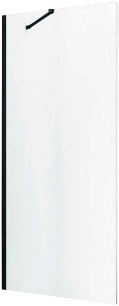 Sanotechnik Duschwand Elite Black, Einscheibensicherheitsglas, BxH: 79,5 x 195 cm, Fixglas mit Alu-Profil in Schwarz Matt