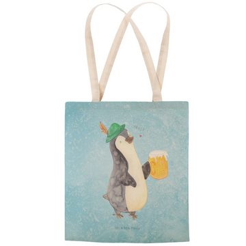 Mr. & Mrs. Panda Tragetasche Pinguin Bier - Eisblau - Geschenk, Beutel, Oktoberfest, Baumwolltasch (1-tlg), Einzigartig Bedruckt