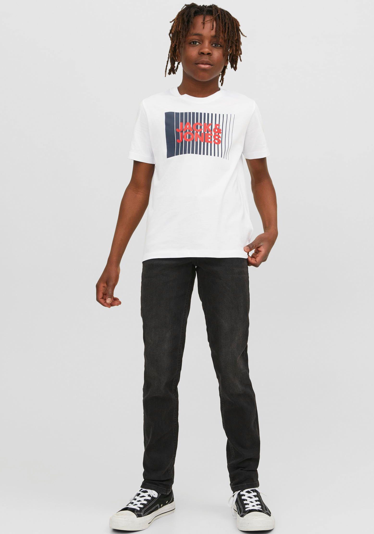 SS Junior Kurzarmshirt O-NECK PLAY TEE White LOGO NOOS JJECORP Jack & Jones JNR