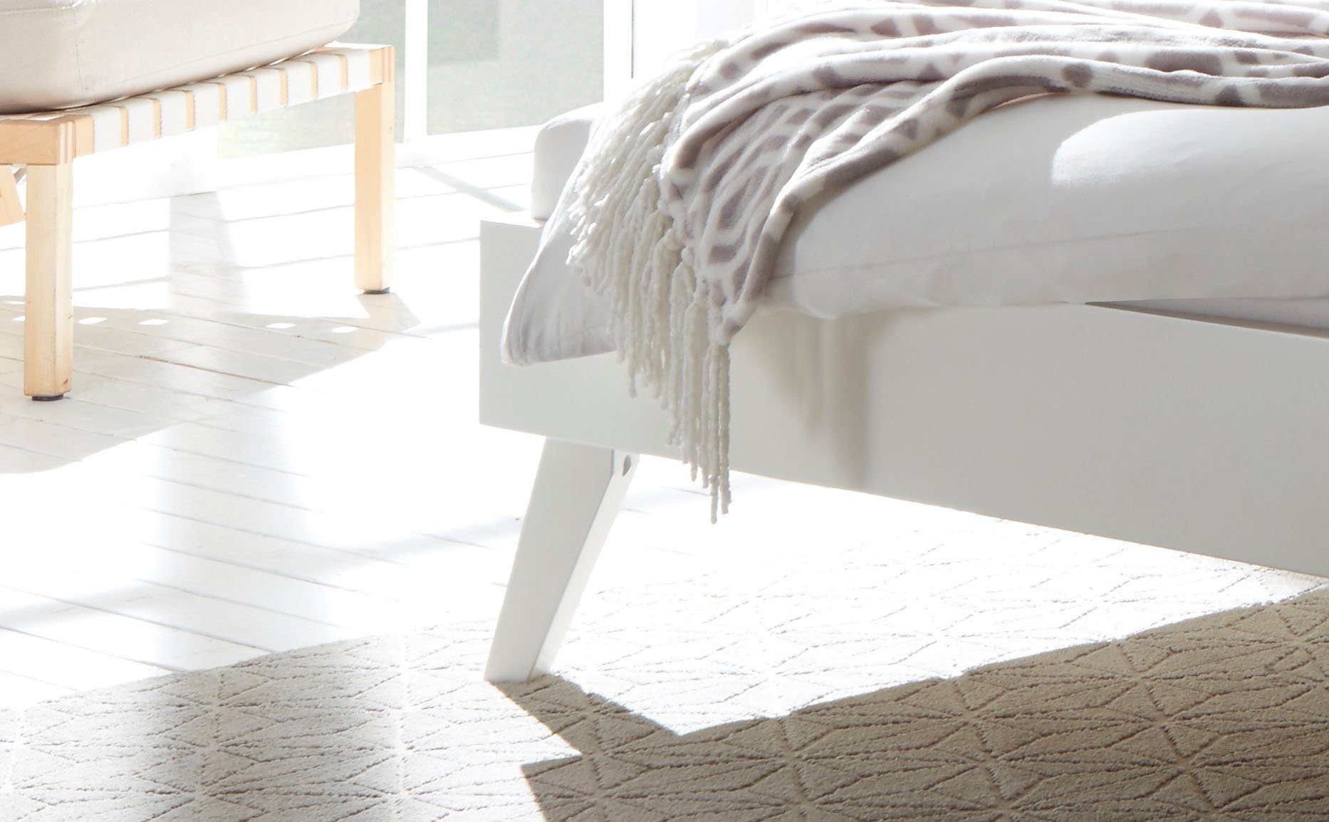 HASENA Holzbett Simone, Buche, Polsterkopfteil, zwei verschiedene Liegehöhen erhältlich