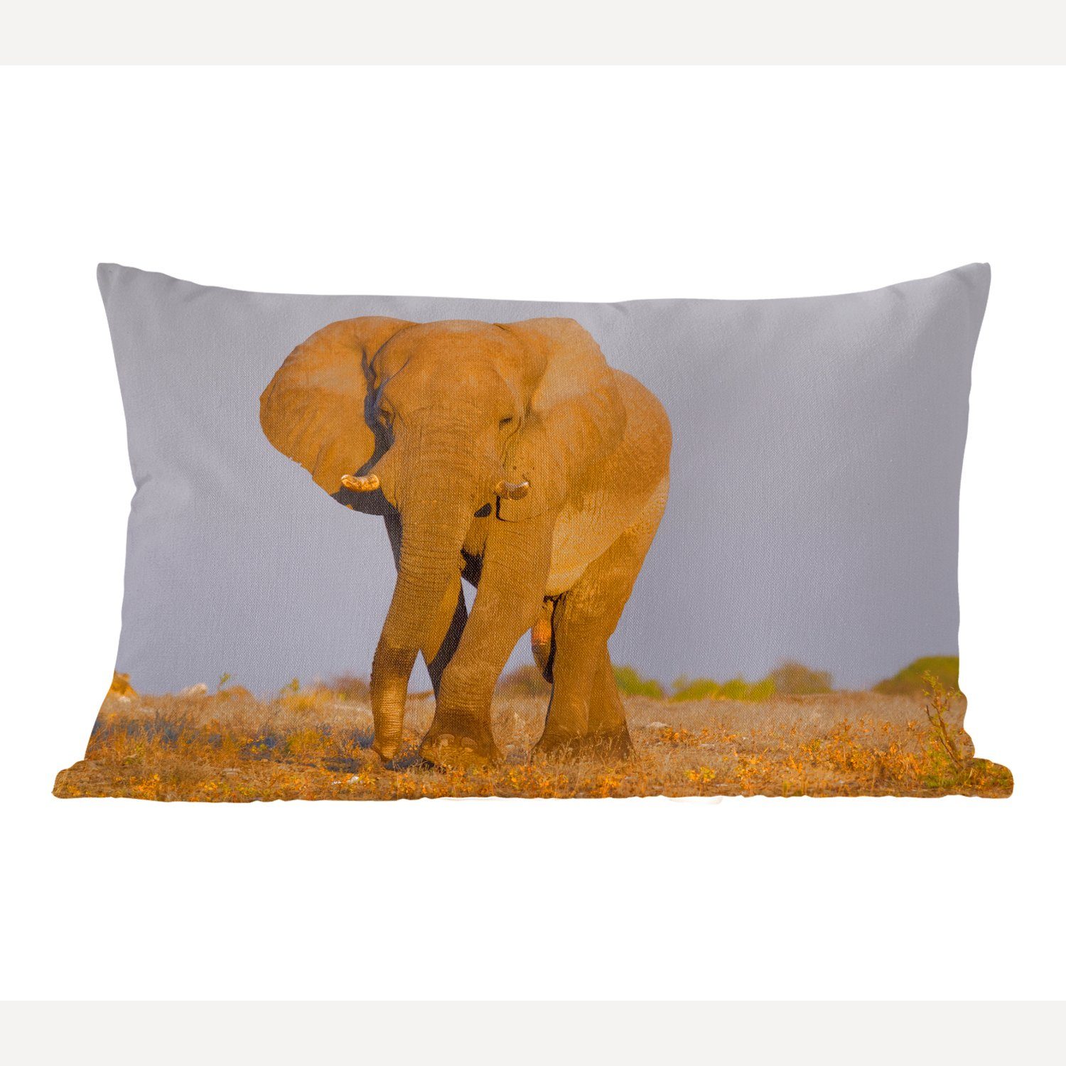 MuchoWow Dekokissen Afrikanischer Elefant im Sand, Wohzimmer Dekoration, Zierkissen, Dekokissen mit Füllung, Schlafzimmer