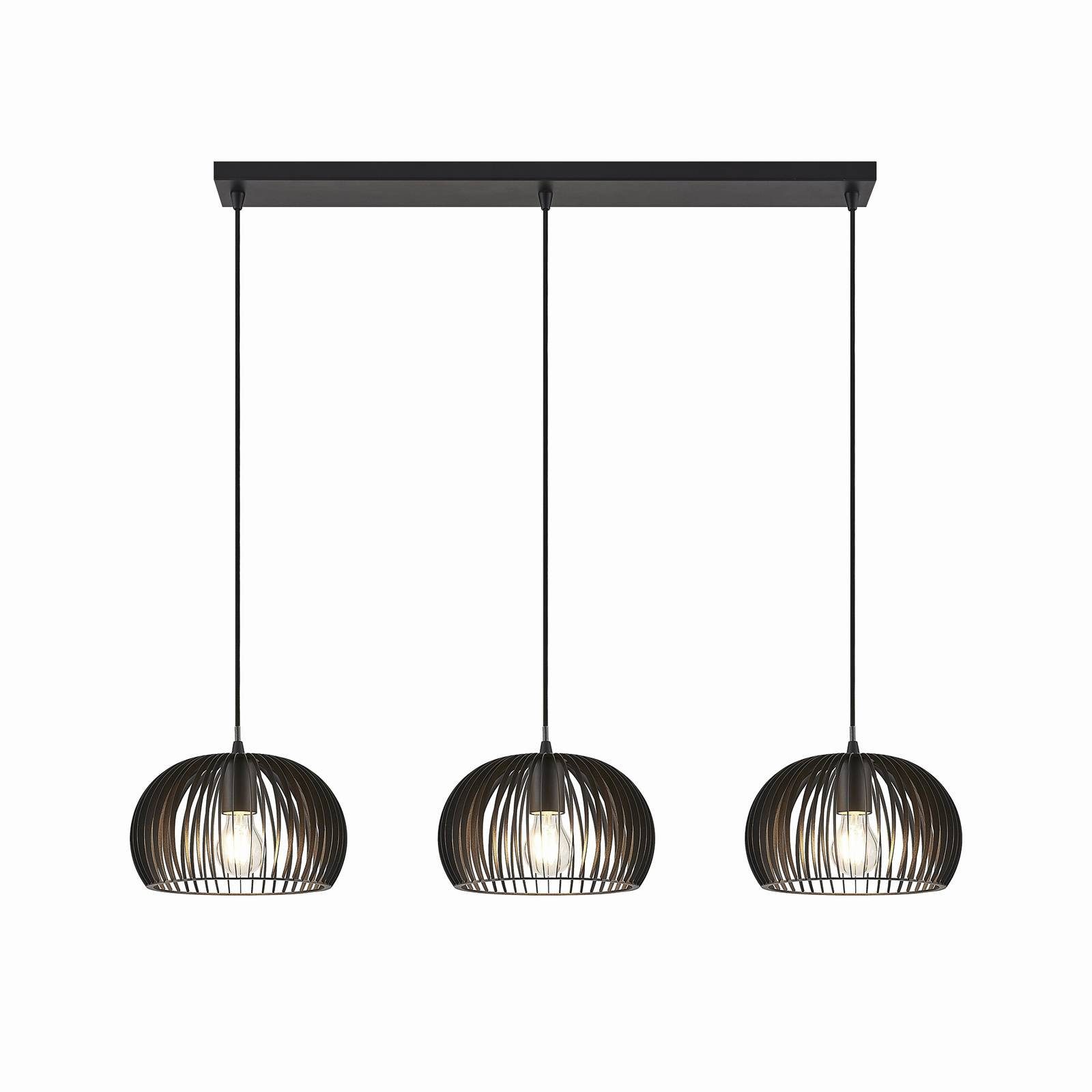 Lindby Hängeleuchte Jusra, dimmbar, Leuchtmittel nicht inklusive, Vintage, Metall, Schwarz, 3 flammig, E27, Deckenlampe, Esstischlampe
