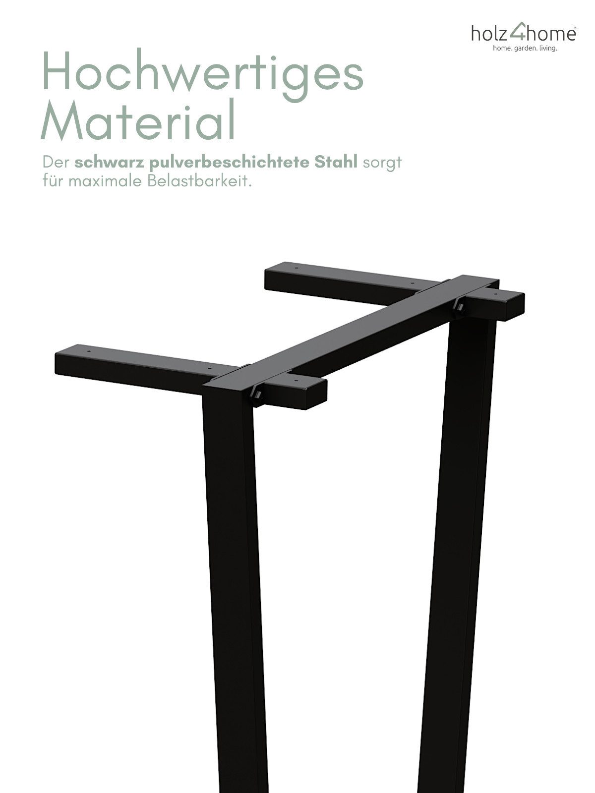 holz4home® Tischgestell Tischbeine aus Metall I Gestell in schwarz pulverbeschichtet I Set