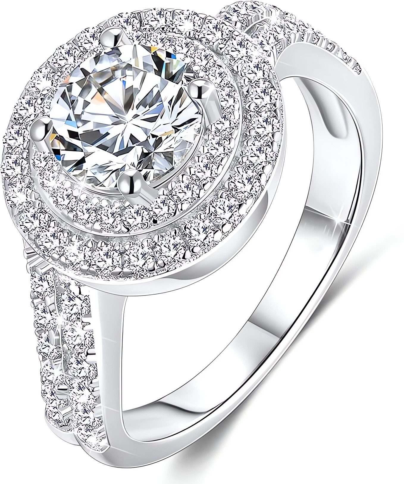 Jumpeak Diamantring Ring Gold Damen 1ct 14K Gold E VS2 3EX Rund Diamantring für Hochzeit, Lab Grown Diamant Ring, Verlobungsring, Geschenk für Muttertag