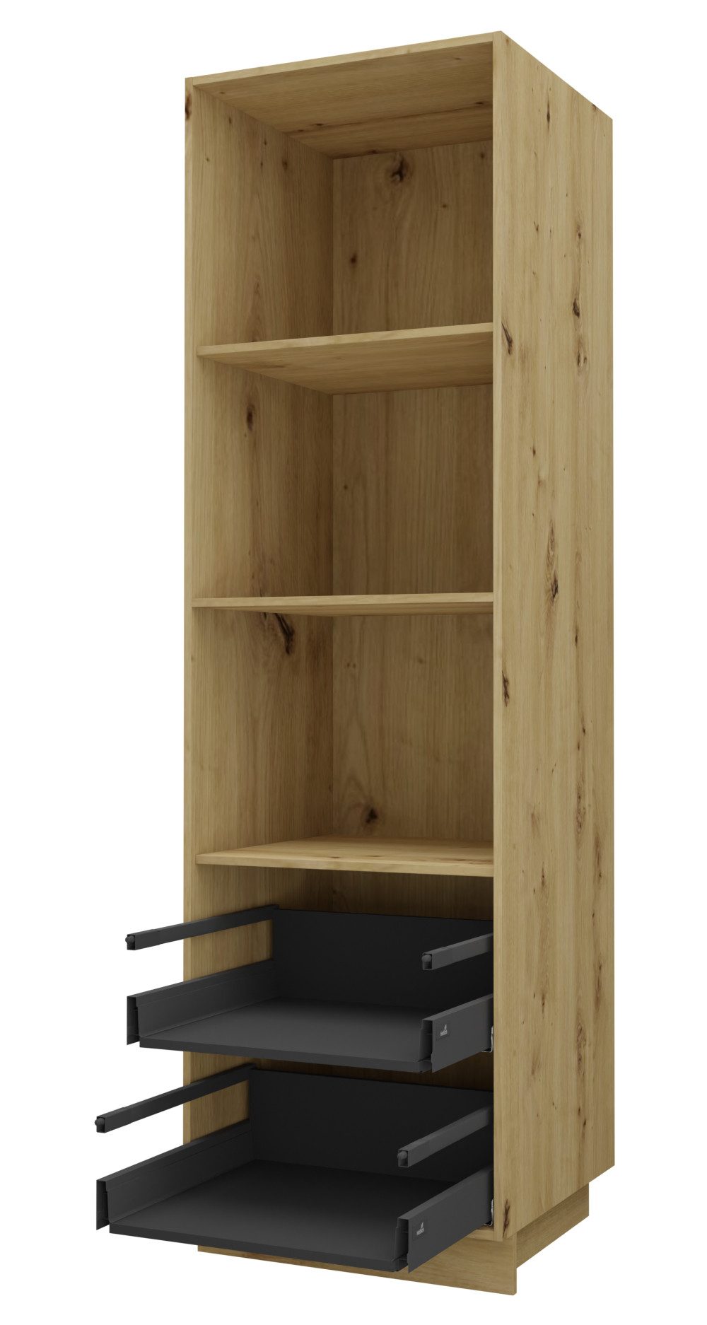 Feldmann-Wohnen Backofenumbauschrank Kvantum (Türscharniere mit Soft-Close-Funktion, 1-St., Fronten mit dekorativen Fräsungen und leicht abgerundeten Ecken) 60x59x207cm eiche artisan - vanille (Q-D14/RU/2A-284)