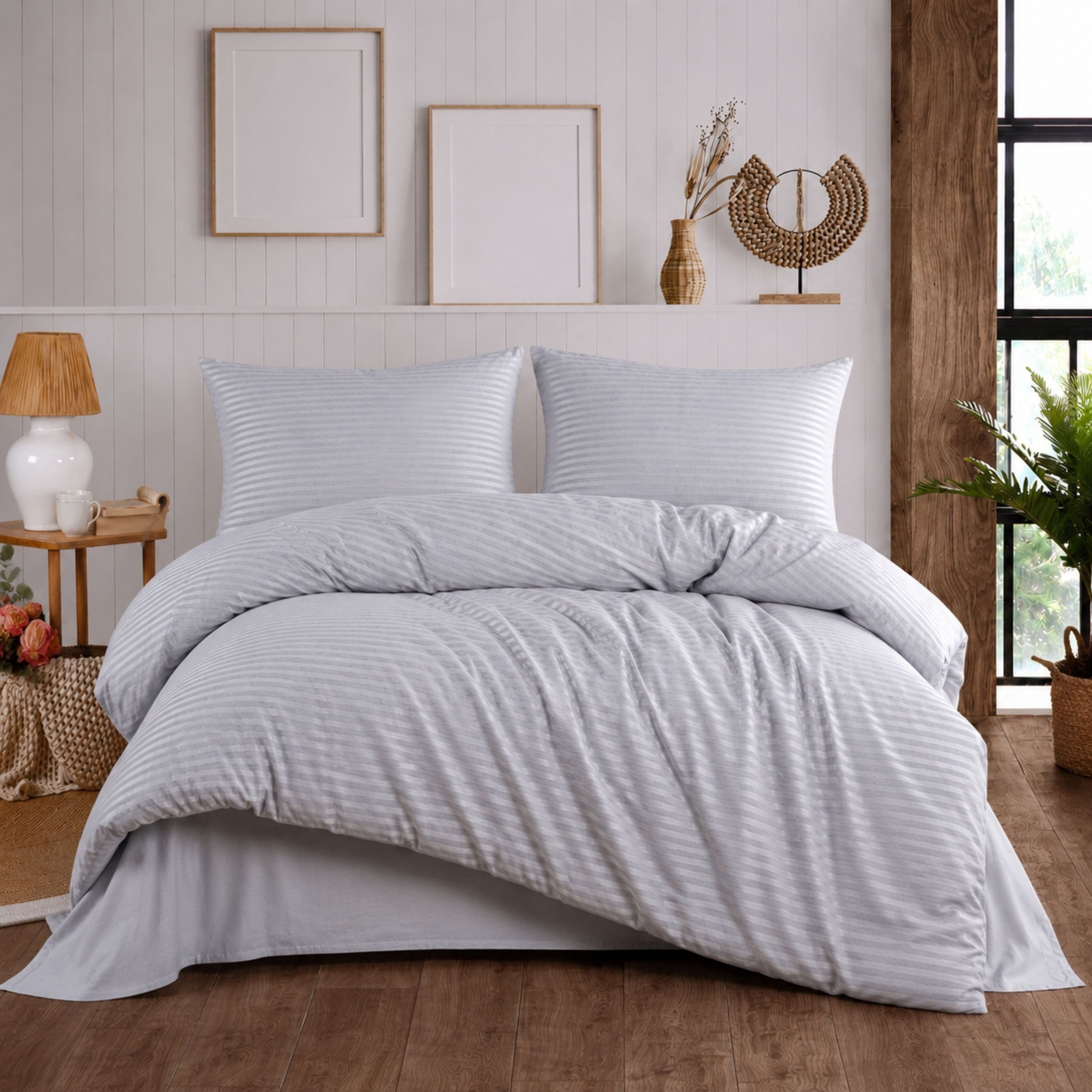 ZIRVEHOME Bettwäsche Baumwolle Bettbezug Streifenmuster– Ganzjahres-Bettwäsche-Sets Damast, Renforce, 2 teilig, 135x200 Bettbezug Baumwolle Pflegeleichte Ganzjahresbettwäsche