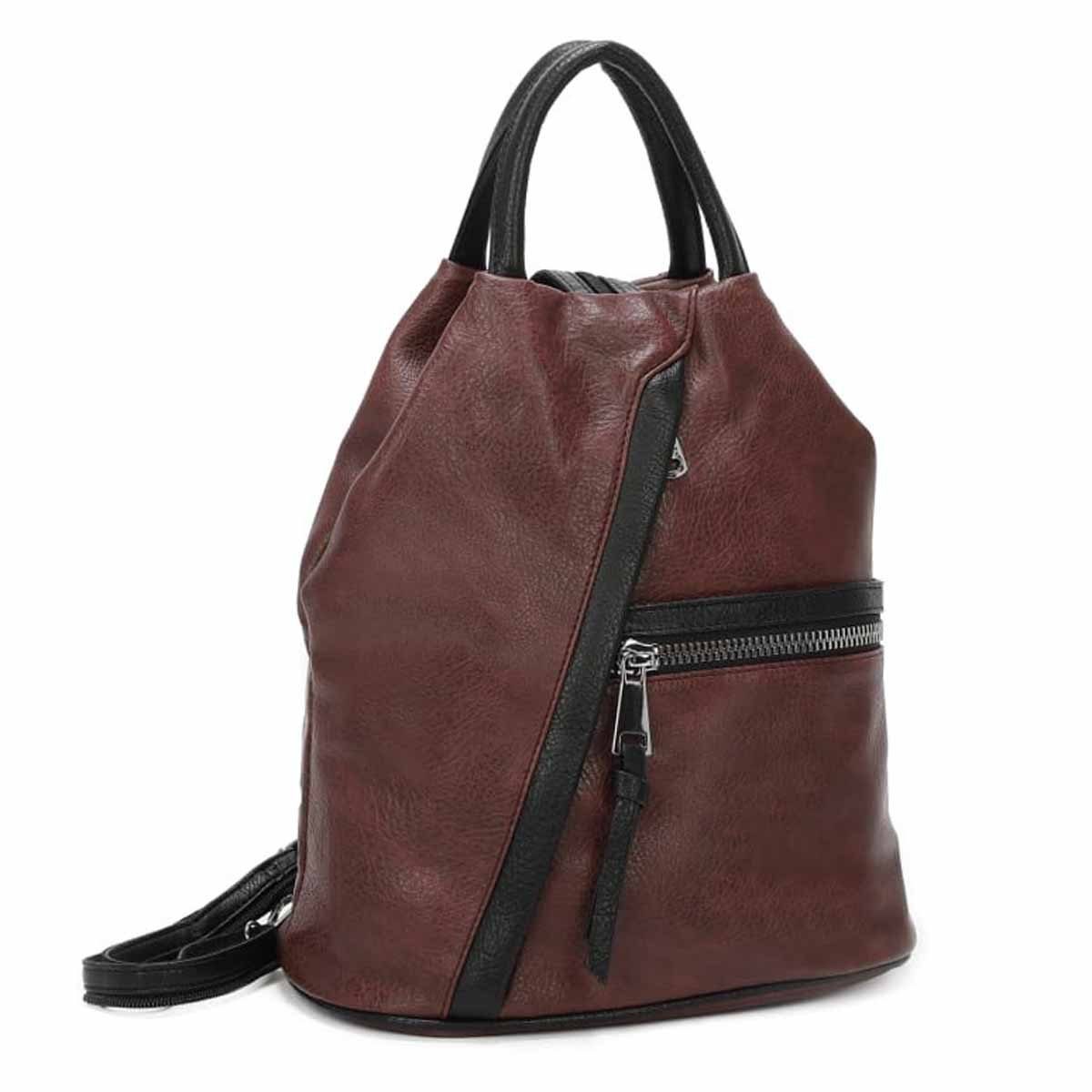 ITALYSHOP24 Rucksack Damen City- TagesRucksack Daypack Backpack Tasche Schultertasche Sport, Handtasche tragbar, Leder Optik viele Farben/Variationen, Schule Reise