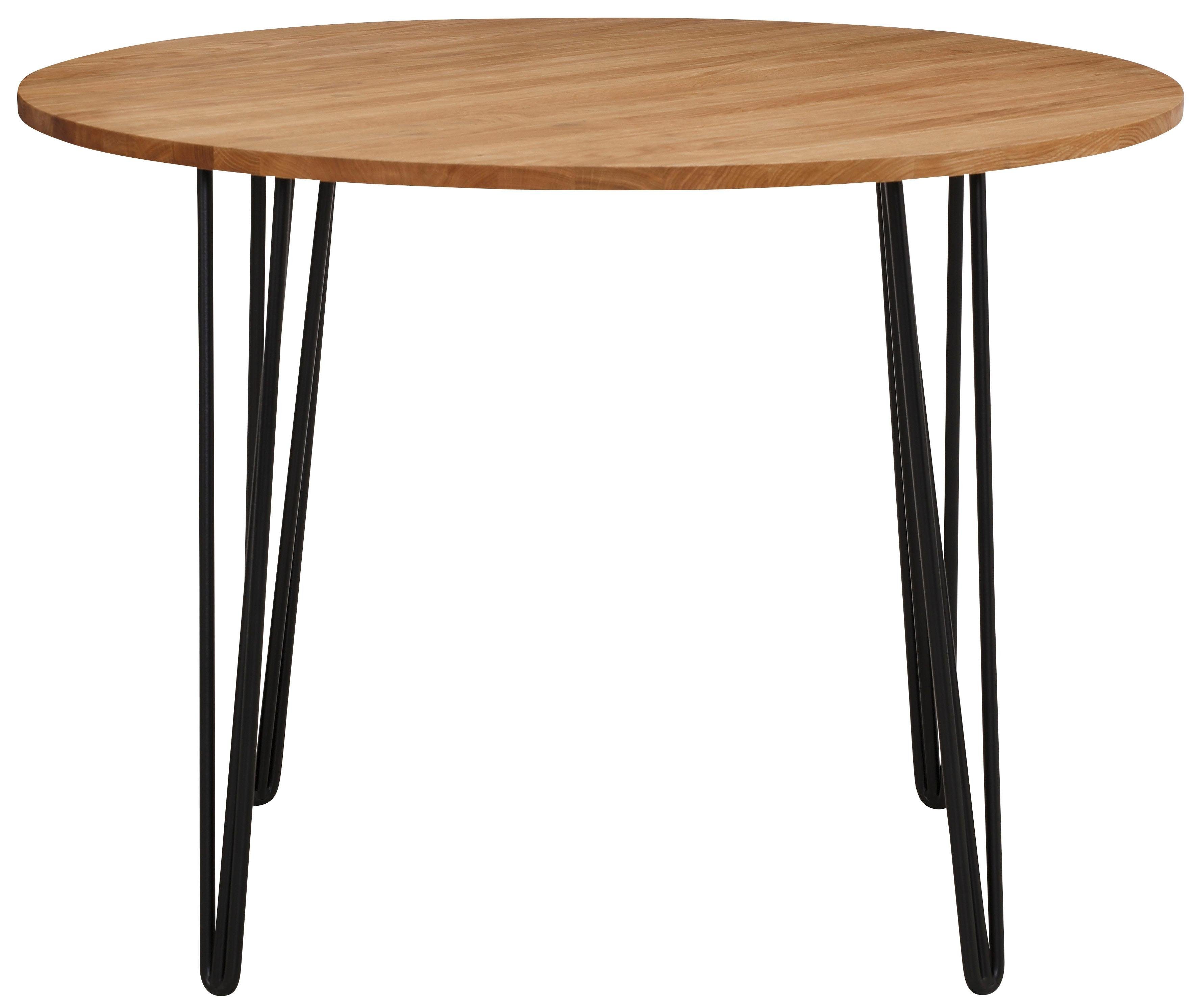 Home affaire Esstisch Hairpin, Holztisch aus Eichenholz, mit Metallbeinen, Breite 100 cm