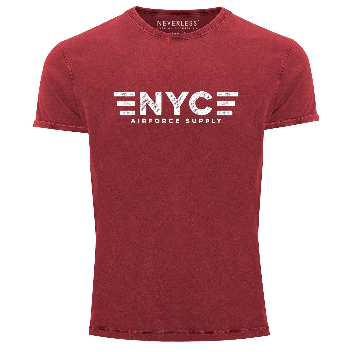 Neverless Print-Shirt Herren Vintage Shirt Aufdruck günstig online kaufen