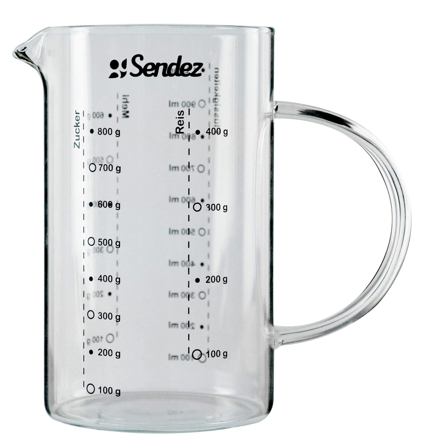 Sendez Messbecher 1L aus Borosikatglass Messkanne Dosierhilfe Messbehälter, Glas – Bild 3 von 5