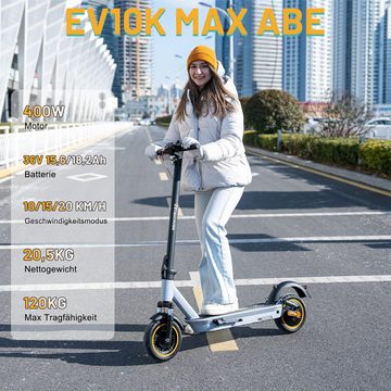 EVERCROSS TECH E-Scooter EV10K MAX mit Straßenzulassung(ABE), 50/65KM, 10/15/20 KM/H, APP, 15.6AH/18.2AH, duales Bremssystem, 10'' klappbarer Elektroroller