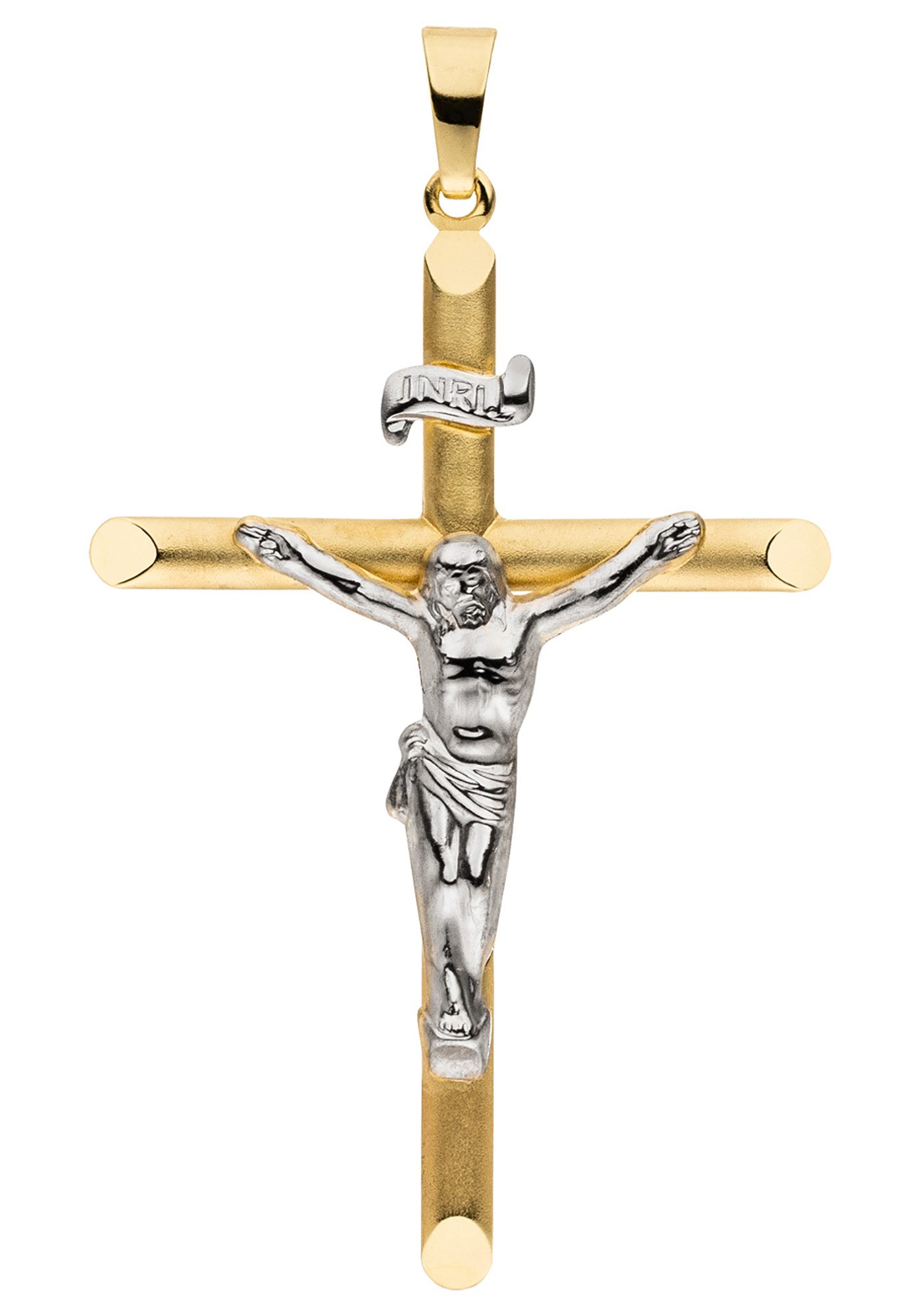 Kreuzanhänger Kreuz Kruzifix mit Korpus und Inschrift INRI 38 mm