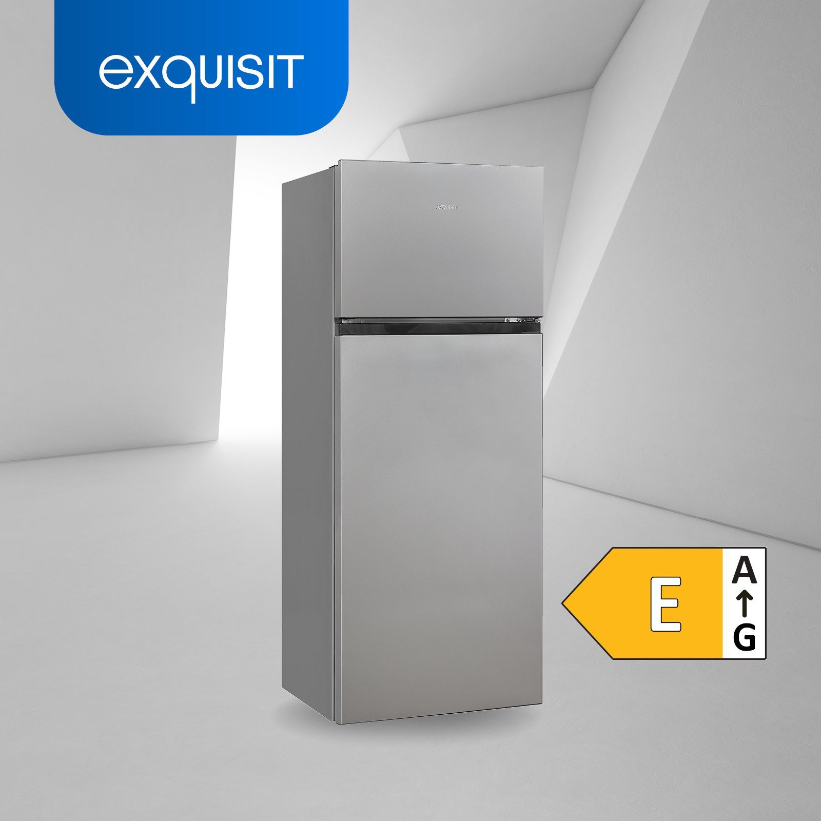 exquisit Kühl-/Gefrierkombination KGC270-45-011E, 143.5 cm hoch, 55 cm breit, 4*-Gefrieren, LED-Innenbeleuchtung, Wechselbarer Türanschlag