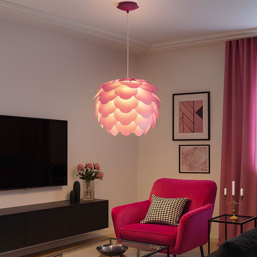 EGLO Kugelleuchte, Leuchtmittel nicht inklusive, Decken Hänge Lampe purple Wohn Ess Zimmer Beleuchtung Blätter