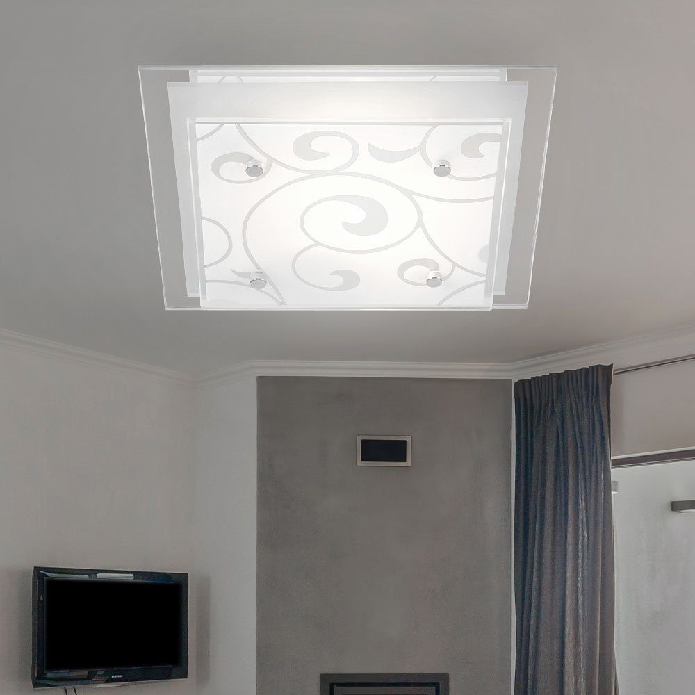 etc-shop LED Leuchtmittel Deckenleuchte, Schlaf inklusive, Chrom Wohn Glas Decken Zimmer Beleuchtung Lampe