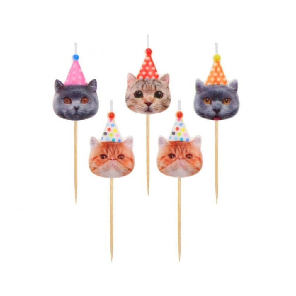 Godan Geburtstagskerze Tiere Party Katzenkuchenkerze, Kerzenset 5 Stk