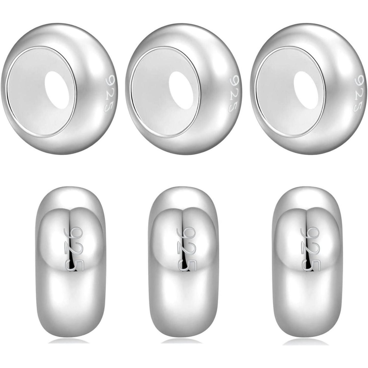 LuxusKollektion Bead Stopper Charms 925 Sterling Armband Gummi Clip Spacer silber schwarz