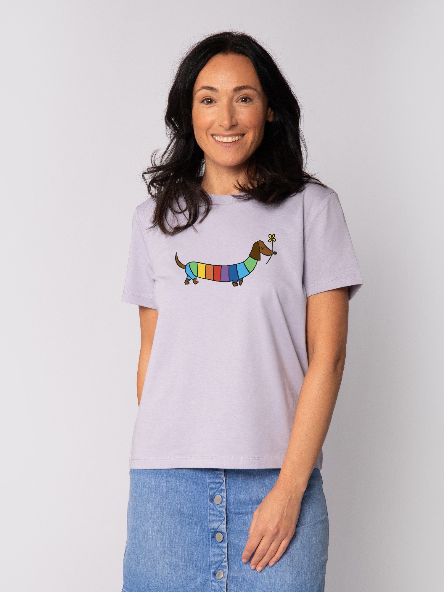 wat? Apparel T-Shirt Regenbogen Dackel