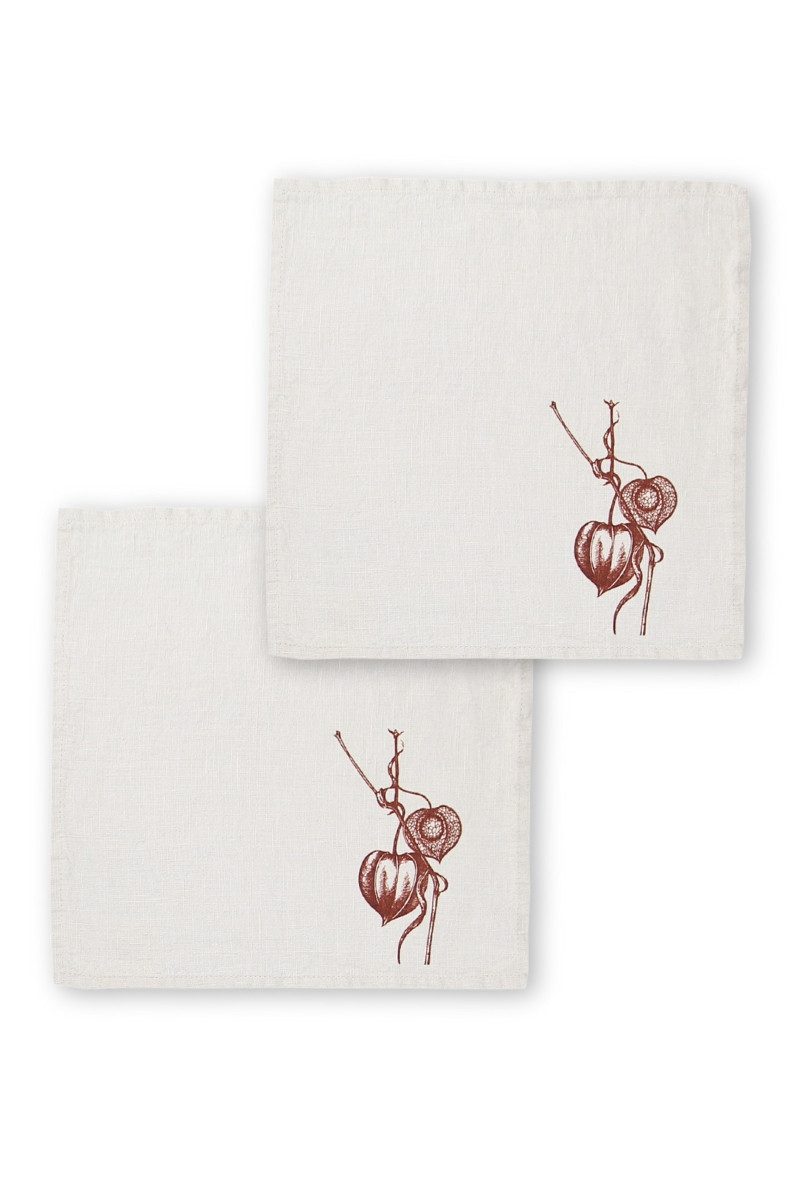 Dorothee Lehnen Stoffserviette Servietten Leinen 2er-Pack - PHYSALIS - natur/spiced apple