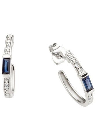 Firetti Paar Ohrstecker Schmuck Geschenk Gold 333 Ohrschmuck Farbstein Edelstein Saphir, mit Saphir - mit Brillant