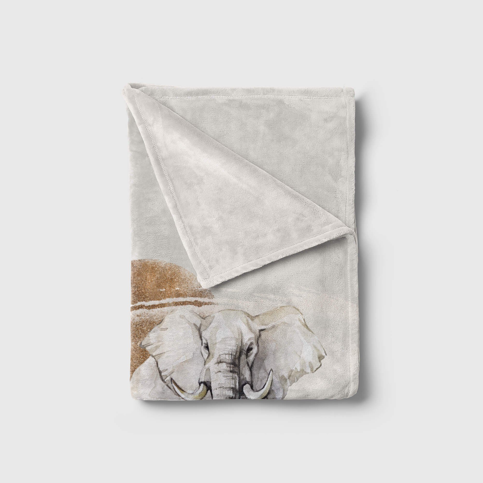 Art Handtuch Handtücher Afrika Strandhandtuch Saunatuch Kuscheldecke Handtuch Elefant Sinus Safari, (1-St), Baumwolle-Polyester-Mix