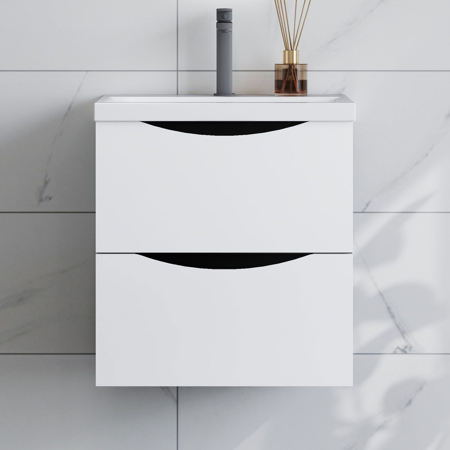 duschspa Waschtisch Waschbecken mit Unterschrank Waschtischunterschrank Smiley (Smiley), 50-120cm Hängeschrank, Matt / Hochglanz