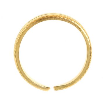 Made by Nami Fingerring Breiter Goldener Boho Edelstahl Ring mit Fächer Muster, Damen Schmuck Größenverstellbar & Wasserfest