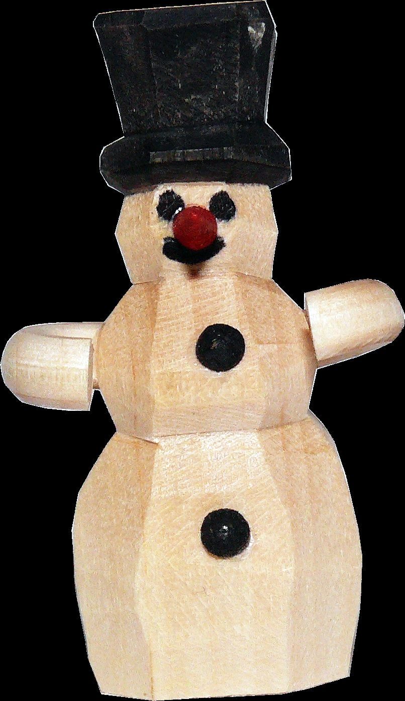 bunt Schneemann 6cm geschnitzt Weihnachtsfigur mini